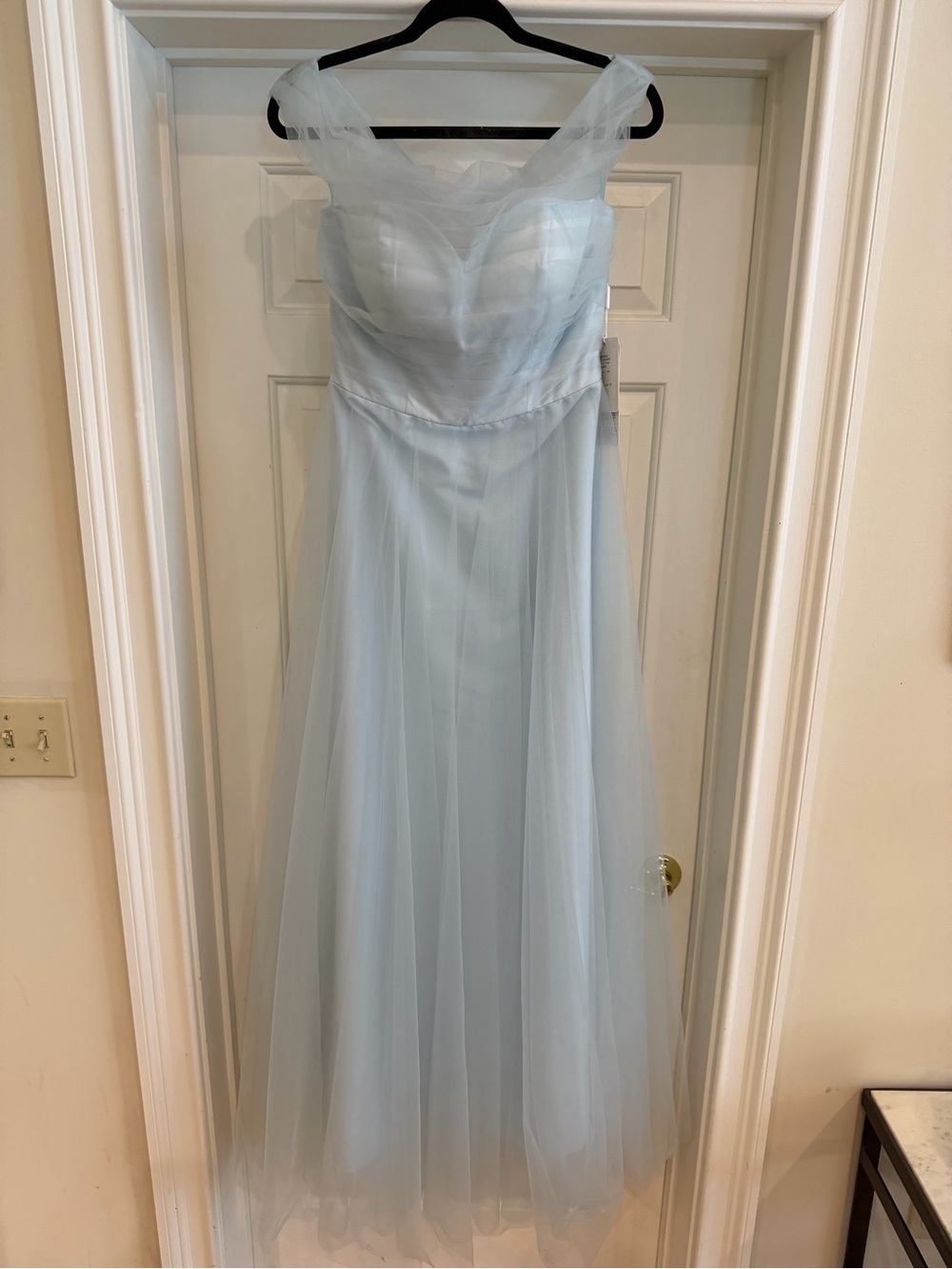 Light Blue Off-Shoulder Tulle Evening Dress